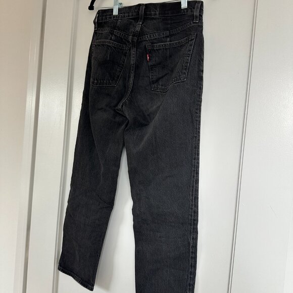 Levi's Altered Straight Cropped Jeans High Rise Black Denim Sz 26 - Picture 11 of 12